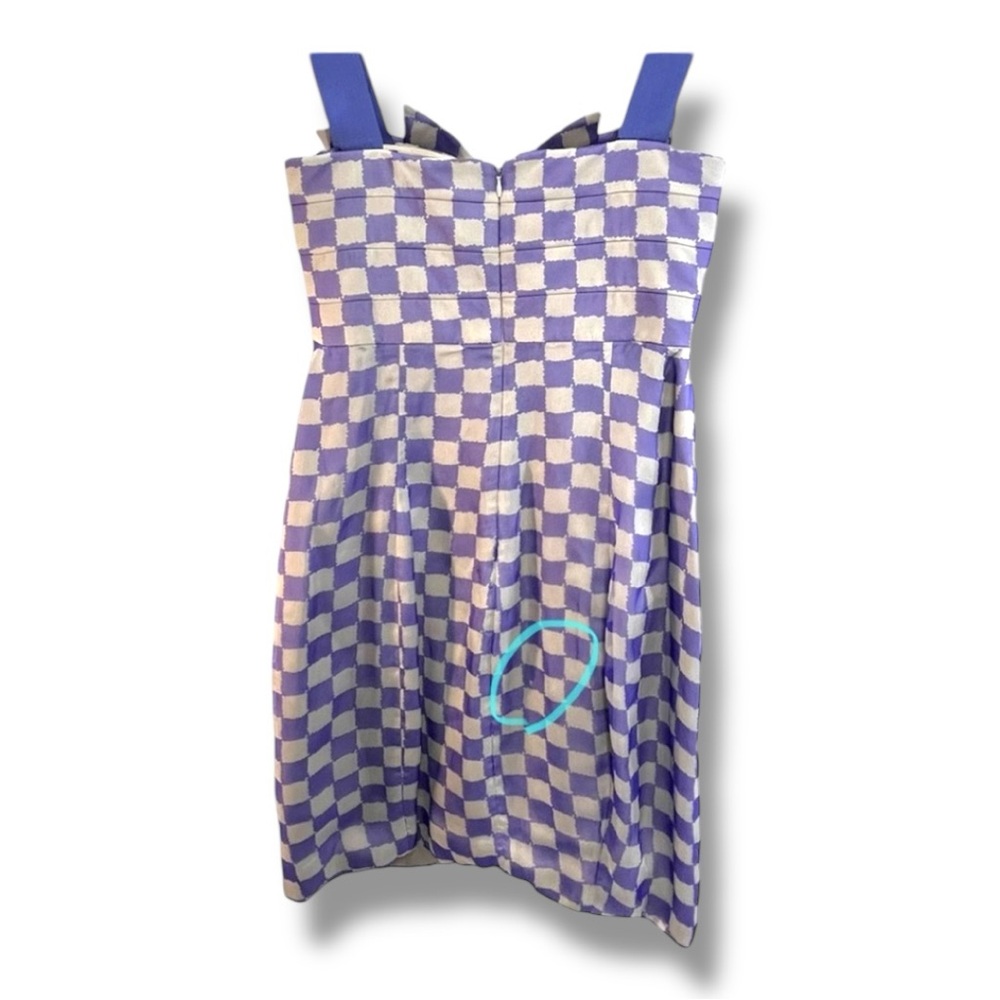 GIORGIO ARMANI Pure Silk Purple & Light Gray Check Cocktail Slip Dress SZ 8 - Picture 12 of 16